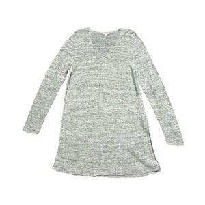 J. Jill Pure Jill VNeck Sweater Tunic Womens Large Gray Long Sleeved Linen Blend